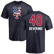 Men's New York Mets Luis Severino ＃40 Name and Number Banner Wave T-Shirt - Navy