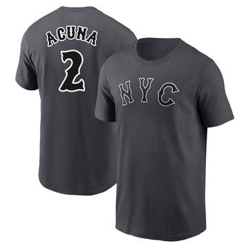 Men's New York Mets Luisangel Acuna ＃2 Graphite 2024 City Connect Fuse Name & Number T-Shirt