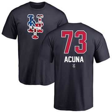 Men's New York Mets Luisangel Acuna ＃73 Name and Number Banner Wave T-Shirt - Navy