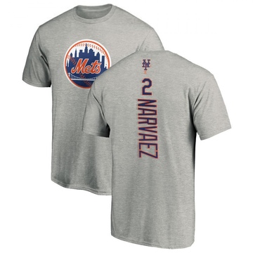 Men's New York Mets Omar Narvaez ＃2 Backer T-Shirt Ash