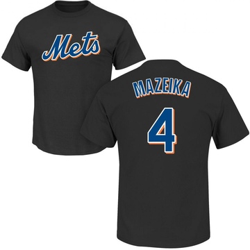 Men's New York Mets Patrick Mazeika ＃4 Roster Name & Number T-Shirt - Black