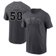 Men's New York Mets Paul Blackburn ＃58 Graphite 2024 City Connect Fuse Name & Number T-Shirt