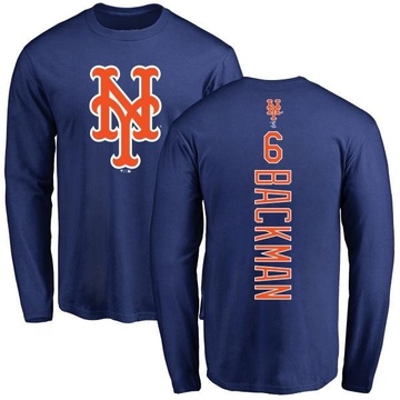 Men's New York Mets Wally Backman ＃6 Backer Long Sleeve T-Shirt - Royal