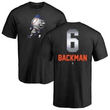 Men's New York Mets Wally Backman ＃6 Midnight Mascot T-Shirt - Black