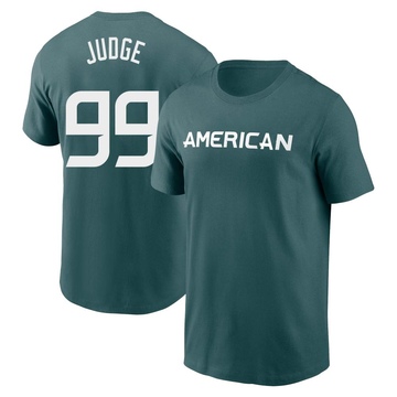 Men's New York Yankees Aaron Judge ＃99 Game American League 2023 All-Star Name & Number T-Shirt - Teal