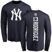 Men's New York Yankees Alex Rodriguez ＃13 Backer Long Sleeve T-Shirt - Navy