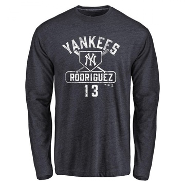 Men's New York Yankees Alex Rodriguez ＃13 Base Runner Long Sleeve T-Shirt - Navy