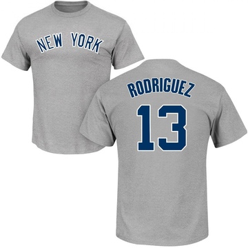 Men's New York Yankees Alex Rodriguez ＃13 Roster Name & Number T-Shirt - Gray