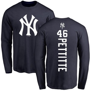 Men's New York Yankees Andy Pettitte ＃46 Backer Long Sleeve T-Shirt - Navy