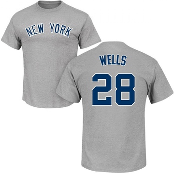 Men's New York Yankees Austin Wells ＃28 Roster Name & Number T-Shirt - Gray