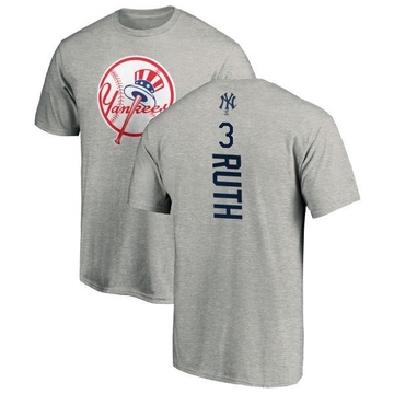 Men's New York Yankees Babe Ruth ＃3 Backer T-Shirt Ash