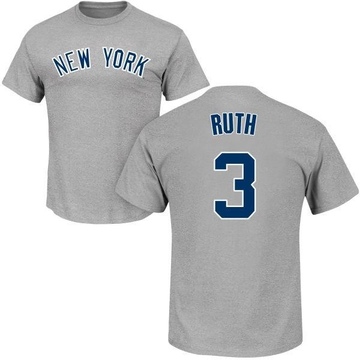 Men's New York Yankees Babe Ruth ＃3 Roster Name & Number T-Shirt - Gray