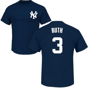 Men's New York Yankees Babe Ruth ＃3 Roster Name & Number T-Shirt - Navy