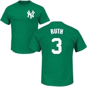 Men's New York Yankees Babe Ruth ＃3 St. Patrick's Day Roster Name & Number T-Shirt - Green