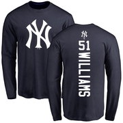 Men's New York Yankees Bernie Williams ＃51 Backer Long Sleeve T-Shirt - Navy