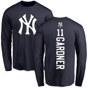 Men's New York Yankees Brett Gardner ＃11 Backer Long Sleeve T-Shirt - Navy