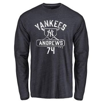 Men's New York Yankees Clayton Andrews ＃74 Base Runner Long Sleeve T-Shirt - Navy