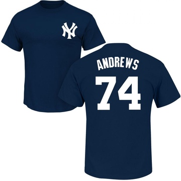 Men's New York Yankees Clayton Andrews ＃74 Roster Name & Number T-Shirt - Navy