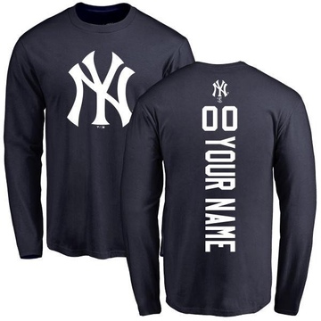 Men's New York Yankees Custom ＃00 Backer Long Sleeve T-Shirt - Navy