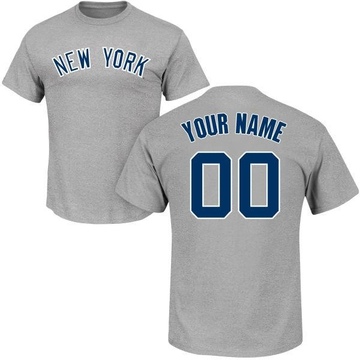 Men's New York Yankees Custom ＃00 Roster Name & Number T-Shirt - Gray