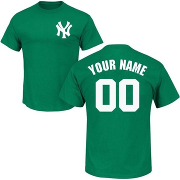 Men's New York Yankees Custom ＃00 St. Patrick's Day Roster Name & Number T-Shirt - Green