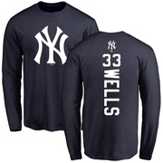 Men's New York Yankees David Wells ＃33 Backer Long Sleeve T-Shirt - Navy