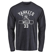 Men's New York Yankees David Wells ＃33 Base Runner Long Sleeve T-Shirt - Navy