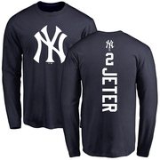 Men's New York Yankees Derek Jeter ＃2 Backer Long Sleeve T-Shirt - Navy