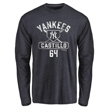 Men's New York Yankees Diego Castillo ＃64 Base Runner Long Sleeve T-Shirt - Navy