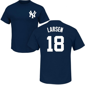 Men's New York Yankees Don Larsen ＃18 Roster Name & Number T-Shirt - Navy