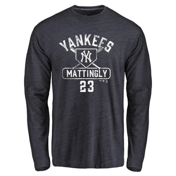 Men's New York Yankees Don Mattingly ＃23 Base Runner Long Sleeve T-Shirt - Navy