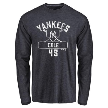 Men's New York Yankees Gerrit Cole ＃45 Base Runner Long Sleeve T-Shirt - Navy