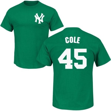 Men's New York Yankees Gerrit Cole ＃45 St. Patrick's Day Roster Name & Number T-Shirt - Green