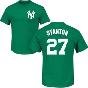 Men's New York Yankees Giancarlo Stanton ＃27 St. Patrick's Day Roster Name & Number T-Shirt - Green