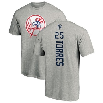 Men's New York Yankees Gleyber Torres ＃25 Backer T-Shirt Ash