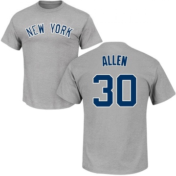 Men's New York Yankees Greg Allen ＃30 Roster Name & Number T-Shirt - Gray