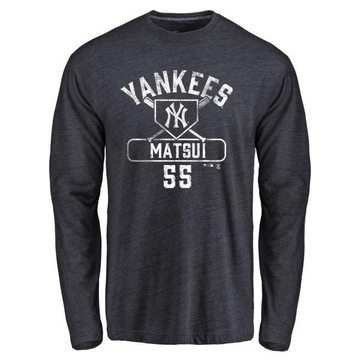 Men's New York Yankees Hideki Matsui ＃55 Base Runner Long Sleeve T-Shirt - Navy