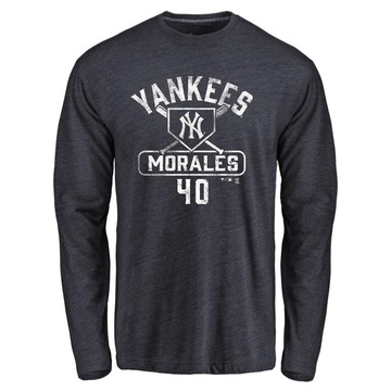 Men's New York Yankees Jacob Morales ＃40 Base Runner Long Sleeve T-Shirt - Navy