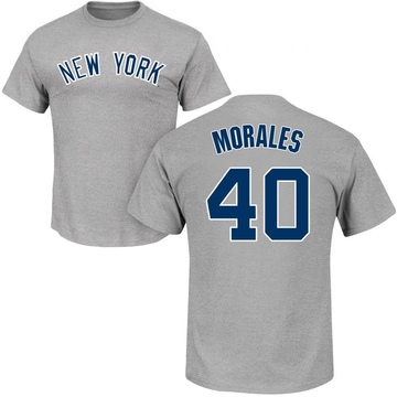 Men's New York Yankees Jacob Morales ＃40 Roster Name & Number T-Shirt - Gray