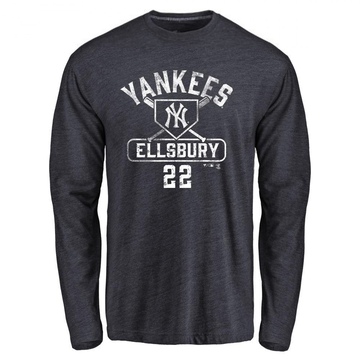 Men's New York Yankees Jacoby Ellsbury ＃22 Base Runner Long Sleeve T-Shirt - Navy