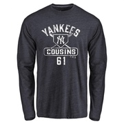 Men's New York Yankees Jake Cousins ＃61 Base Runner Long Sleeve T-Shirt - Navy