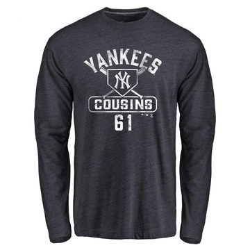 Men's New York Yankees Jake Cousins ＃61 Base Runner Long Sleeve T-Shirt - Navy