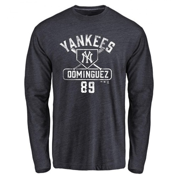 Men's New York Yankees Jasson Dominguez ＃89 Base Runner Long Sleeve T-Shirt - Navy