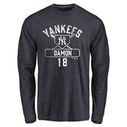 Men's New York Yankees Johnny Damon ＃18 Base Runner Long Sleeve T-Shirt - Navy