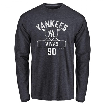 Men's New York Yankees Jorbit Vivas ＃90 Base Runner Long Sleeve T-Shirt - Navy