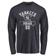 Men's New York Yankees Jorge Posada ＃20 Base Runner Long Sleeve T-Shirt - Navy