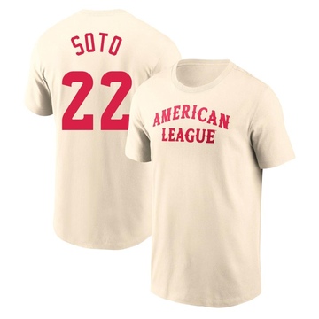 Men's New York Yankees Juan Soto ＃22 Game American League 2024 All-Star Team T-Shirt - Cream