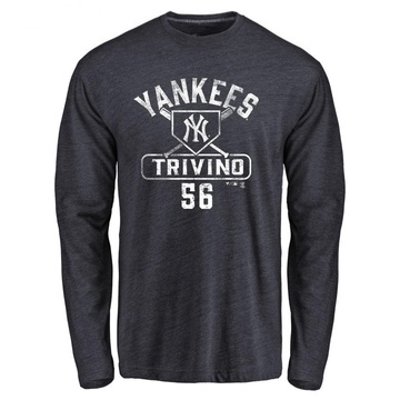 Men's New York Yankees Lou Trivino ＃56 Base Runner Long Sleeve T-Shirt - Navy