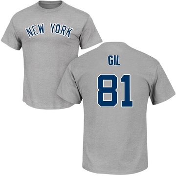 Men's New York Yankees Luis Gil ＃81 Roster Name & Number T-Shirt - Gray