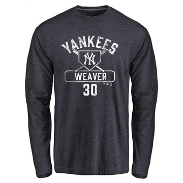 Men's New York Yankees Luke Weaver ＃30 Base Runner Long Sleeve T-Shirt - Navy